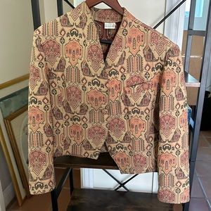 Vintage Shoulder Pad Patterned Blazer